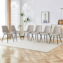 Light gray artificial leather backrest cushion dining chair, black metal legs, curved widened cushion design for more comfort, suitable for restaurants, kitchens, bedrooms, offices.(6 chairs) 0502