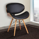 Cassie Dining Chair Black Faux Leather Walnut Wood