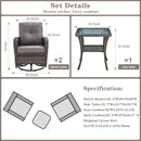 Brown Wicker Swivel Patio Set 2 Chairs Glass Table