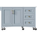 K&K 52'' Kitchen Island with Drop Leaf, Embossed Texture Kitchen Island on Wheels with Spice Rack, Towel Rack, 2 Doors and 5 Drawers, Kitchen Storage Cart with Adjustable Shelf for Kitchen, Blue Grey