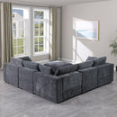 Modular Sectional Sofa, Convertible L Shaped Sofa Couch, Modular Sectionals with Ottomans, 6 Seat Sofa Couch with Reversible Chaise for Living Room. Chenille Grey