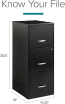 Cooper 3-Drawer Letter File Cabinet Black for Office