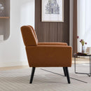 Modern Soft Leather Material Ergonomics Accent Chair Living Room Chair Bedroom Chair Home Chair With Black Legs For Indoor Home-Light Brown PU