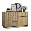 Modern 6-Drawer Natural Wood MDF Cabinet with Metal Rounded Corners and Exquisite Handles – Multi-Functional Storage