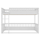 Queen over Queen Bunk Bed with Ladder and Guardrails, White