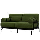 Modern Loveseat Sofa 2-Seater with USB Ports, Cylindrical Armrests, Green Chenille, 59 Inch