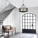 6 Light Black Rustic Drum Chandelier For Dining Room