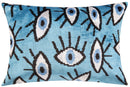 Canvello Handmade Velvet Evil Eye Pillow – 16x24 Luxury Decorative Throw Cushion for Home Decor – Feather Down Insert, Vegetable-Dyed, Vibrant Blue Accent