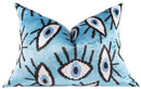 Canvello Handmade Velvet Evil Eye Pillow – 16x24 Luxury Decorative Throw Cushion for Home Decor – Feather Down Insert, Vegetable-Dyed, Vibrant Blue Accent