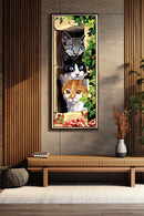 Needlepoint canvas for halfstitch without yarn The Three Cats SE950.168 Seg De Paris Printed Tapestry Canvas