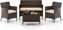 4-Piece Outdoor Rattan Conversation Set with Cushions