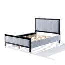 Queen Upholstered Bed with Fluffy Soft Headboard,Grey+Black Frame