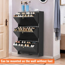 3 Drawer All Steel Shoe Cabinet, Freestanding Storage Organizer With Flip Door