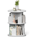 Rotating Bookshelf 2 Tier White Narrow Corner Swivel