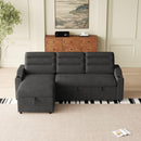 MH83.5' Convertible Sleeper Combo Sofa, Convertible Sofa Bed Polyester Pullout Bed with Storage Recliner and Cup Holder for Living Room, Tight Spaces