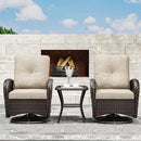 Outdoor Swivel Rocker Chairs 3 Piece Wicker Set Cushioned