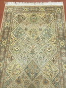 2' 7" X 9' Vintage Handmade India Floral Oriental Wool Runner Rug Hand Knotted
