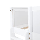Queen Over Queen Bunk Bed with Built-in Storage Cabinets,Charging Station,Ladder,Safety Guardrails,Solid Pine Wood Bunk Bed,White