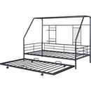 Twin Size Metal House Bed with Trundle, Black