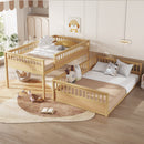 Full XL over Queen Bunk Bed with Ladder and Guardrails, Natural