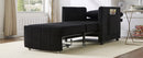 Upholstered Convertible Sleeper Sofa with 5-Position Backrest, Side Pockets, Storage, Black Chenille, 31.5'
