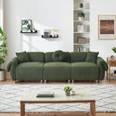 green teddy velvet fabric, with 3 pillows, three-person sofa can be placed in the living room and other scenes