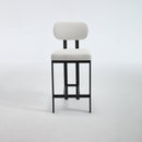 Bar Stools Set of 2, 26 inch Modern Upholstered Fabric Counter Height Barstools, Kitchen Island Chairs with Black Metal Legs for Dining Room/Kitchen Island/Bar