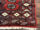 Red Pakistani Turkoman Rug 3x5, Bokhara Design, Vintage, Signed