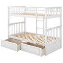 Mystrene - Twin Over Twin Bunk Bed With Drawers, Convertible Beds