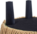 Olive Performance Velvet Round Ottoman With Fringe