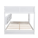 Queen Over Queen Bunk Bed with Built-in Storage Cabinets,Charging Station,Ladder,Safety Guardrails,Solid Pine Wood Bunk Bed,White