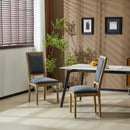 French Country Dining Chairs Set of 2 - Elegant Cane Backrest, Upholstered Seats, Fluted Legs, Rustic Finish, Solid Rubberwood