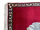 4 X 6 Handmade Hand-Knotted Quality Wool Rug Zagros Lion Red Ivory Tribal Rug