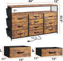 Dresser TV Stand 55 Inch 10 Drawers Rustic Brown Storage