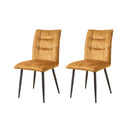 Modern Velvet Dining Chairs 2-Piece Set-Soft Cushioned Seats with Iron Frames in Mustard  Yellow