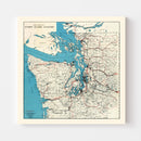 Vintage Map of Puget Sound, 1919