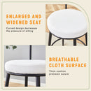 Fashionable Ergonomic High Legged Bar Chairs with White Fabric Cushions, 35.5 Inches Tall, Black and White Color.Set of 2.