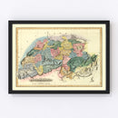 Vintage Map of Switzerland 1823