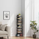 Vertical 8 Tier Bookshelf Black For Small Spaces Bookcase