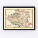 Vintage Map of Poland 1823