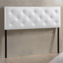 Modern White Faux Leather King Headboard With Buttons