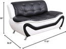 3 Piece Aldo Modern Faux Leather Sofa Set Black And White With Sofa Loveseat And Chair