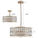 Modern Crystal Drum Chandelier, 6-Light Pendant Lighting Fixture with Golden Metal Frame for Living Room, Dining Room, and Bedroom (Bulbs Not Included)