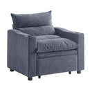 Sleeper Sofa Chair Bed, Convertible Sofa Chair 3-in-1, Adjustable Sleeper Chair Pullout Sofa Bed with Modern Velvet Fabric for Living Room Apartment Small Space, Grey
