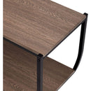 Rustic Industrial Design Demilune Shape Textured Metal Distressed Wood Console Table (Dark Brown)
