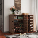 Shoe Cabinet, 5-Tier Shoe Storage Cabinet with Adjustable Shelves, Wooden Shoe Rack Organizer with Louvered Doors for Entryway, Hallway, Bedroom, Closet, Living Room