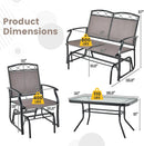 4 Piece Patio Glider Set With Gliding Loveseat Glass Table