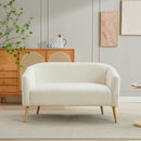50.78'W Modern Loveseat Couch Sofa, Corduroy Fabric Upholstered 2-Seat Sofa, Wooden Nature Legs for Small Spaces Office Studio Apartment Bedroom, Ivory