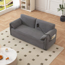 63-inch large folding sofa bed velvet multifunctional double sofa bed, three modes switch, suitable for sitting, lying and sleeping, suitable for living room, bedroom, apartment, office,gray