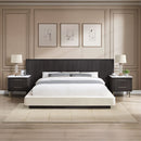 Clayten - Eastern King Bed - Beige Linen & Espresso